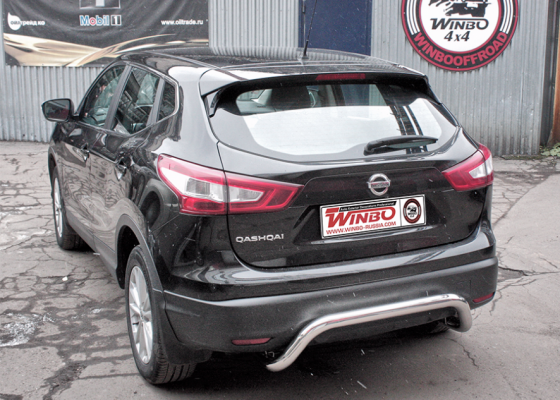 Защита заднего бампера нерж. Nissan Qashqai 2014+